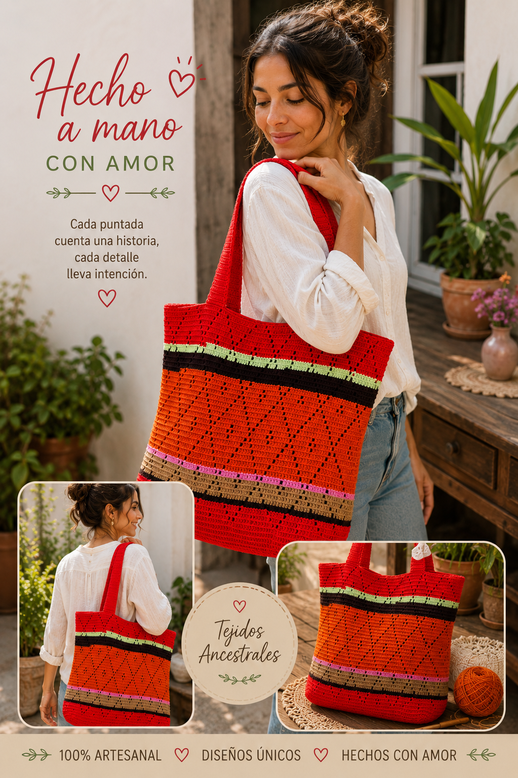 Bolso Artesanal Tejido Multicolor