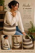 Bolso Artesanal de Lana Virgen – Natural y Marrón