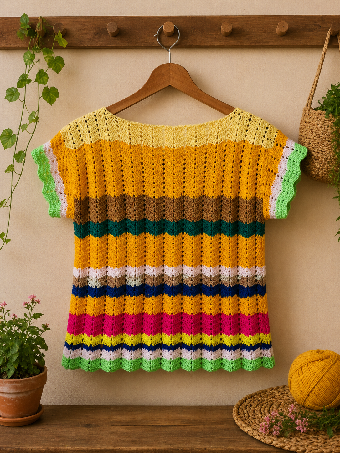 Blusita Artesanal Tejida Multicolor –