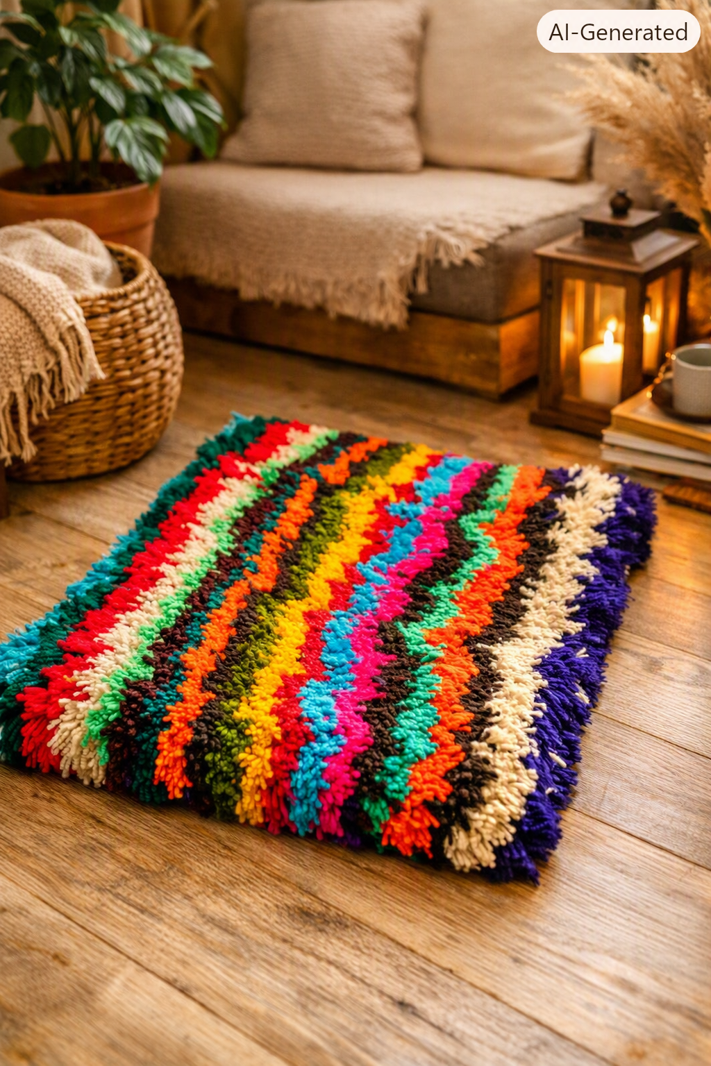 Tapete Artesanal Multicolor en Lana Acrílica